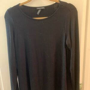 Eileen Fisher Black Long Sleeve Top Asymmetrical Hem Size Medium